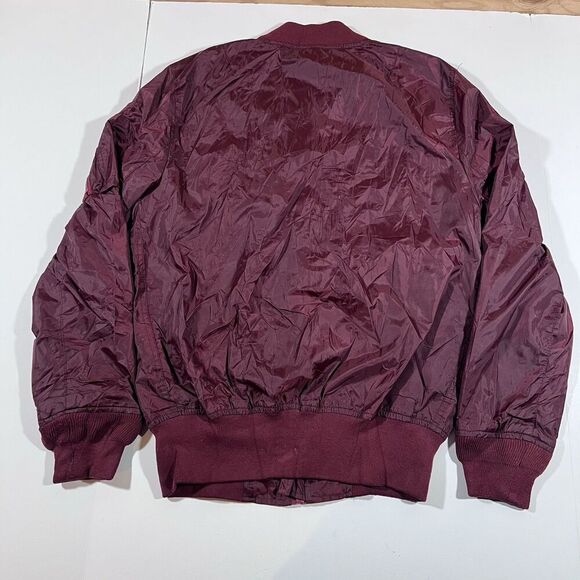 LON NYC Across The Pond Burgundy Full Zip Bomber Jacket Men's Size Medium - Picture 9 of 9